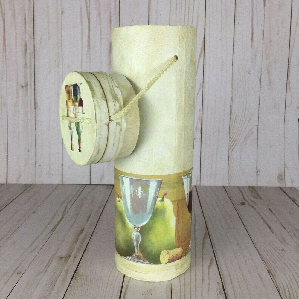 Tri Coastal 2002 Art in Motion Wine Carrier Tube Bottle Holder Gift Box w Handle